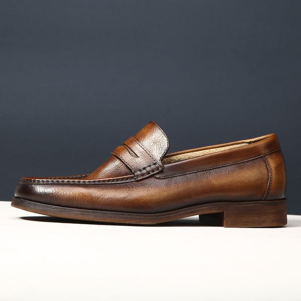british penny loafer sho young men's korean version genuine leather handmade with square head and busins drs, Black
british penny loafer sho young men's korean version genuine leather handmade with square head and busins drs, Black