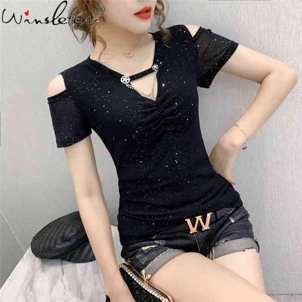 women's t-shirt summer korean style girl fashion v-neck drape hollow out shiny mesh women short sleeve tees t14315a vqx4, White
women's t-shirt summer korean style girl fashion v-neck drape hollow out shiny mesh women short sleeve tees t14315a vqx4, White