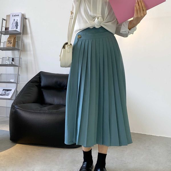 solid-color pleated skirt women's spring high-waisted mid-length long-waisted a-word umbrella female 210607, Black
solid-color pleated skirt women's spring high-waisted mid-length long-waisted a-word umbrella female 210607, Black