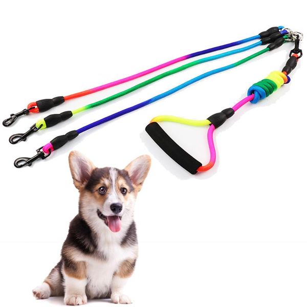 new rainbow dogs leash nylon detachable pet lead foam handle 1 leash for 2 or 3 or 4 dogs round dog traction rope dog supplies
new rainbow dogs leash nylon detachable pet lead foam handle 1 leash for 2 or 3 or 4 dogs round dog traction rope dog supplies