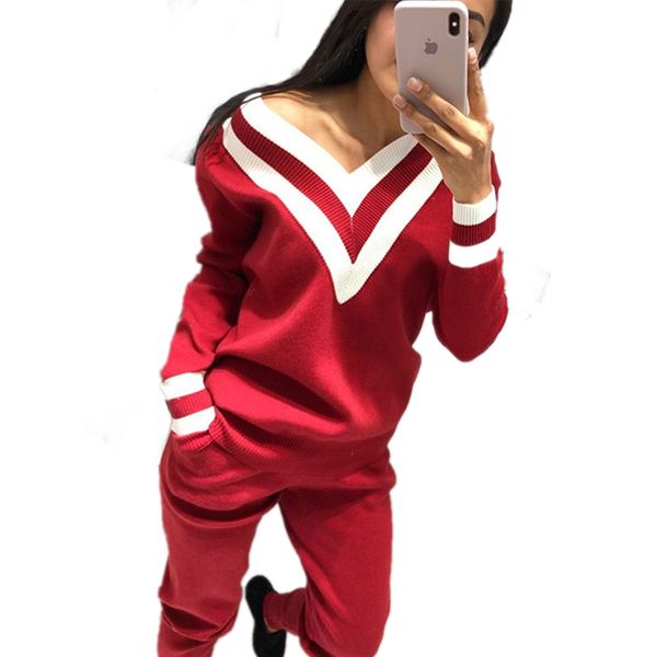 winter mvgirlru autumn women's knit tracksuit color matching v-neck sweater + beam pants knitted two-piece 40oe, Gray
winter mvgirlru autumn women's knit tracksuit color matching v-neck sweater + beam pants knitted two-piece 40oe, Gray