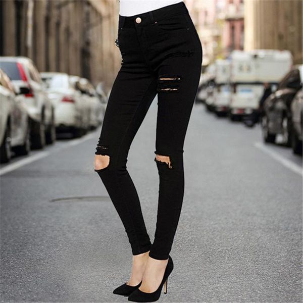 women's jeans european and american street washed hole slim women high waist pure black fashion commuting trend casual, Blue
women's jeans european and american street washed hole slim women high waist pure black fashion commuting trend casual, Blue