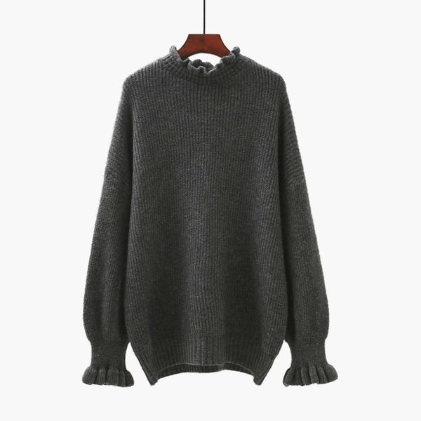 half turtleneck sweater women's pullover autumn and winter loose wear 2020 new korean style auricularia collar knitted base shirt, White;black
half turtleneck sweater women's pullover autumn and winter loose wear 2020 new korean style auricularia collar knitted base shirt, White;black