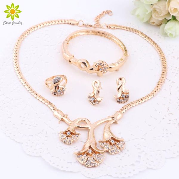 earrings & necklace jewelry sets for women fine crystal set african beads gold color flower pendant wedding dress accessories, Silver 
earrings & necklace jewelry sets for women fine crystal set african beads gold color flower pendant wedding dress accessories, Silver