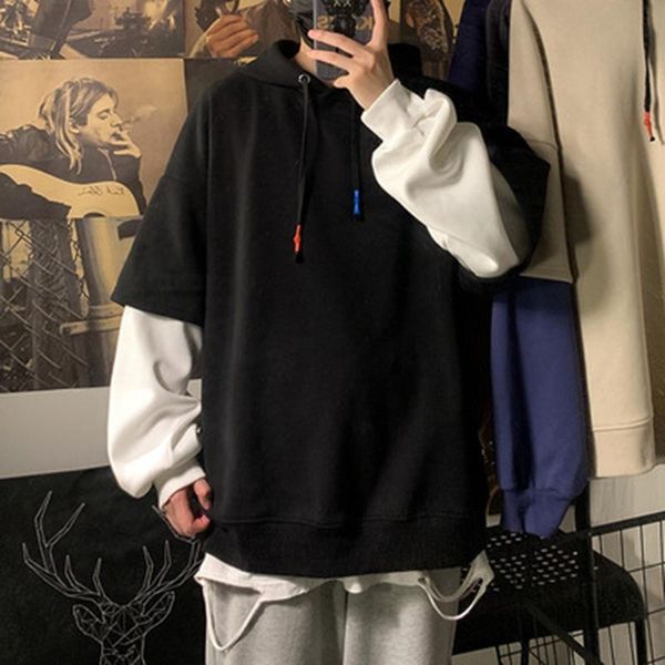 men's hoodies & sweatshirts mens casual hoodie men fake two pieces multi color o-neck fashion harajuku style male sweatshirt 2021, Black
men's hoodies & sweatshirts mens casual hoodie men fake two pieces multi color o-neck fashion harajuku style male sweatshirt 2021, Black