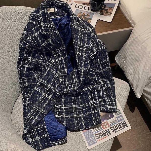 women's wool & blends women plaid suit collar woolen coat winter all-match temperament short plus cotton warm jacket female, Black
women's wool & blends women plaid suit collar woolen coat winter all-match temperament short plus cotton warm jacket female, Black