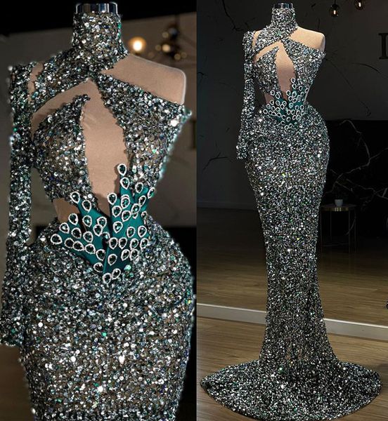 2022 plus size arabic aso ebi mermaid sparkly prom dresses high neck crystals evening formal party second reception gowns dress zj260, Black
2022 plus size arabic aso ebi mermaid sparkly prom dresses high neck crystals evening formal party second reception gowns dress zj260, Black