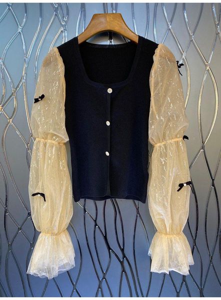 women's knits & tees sweaters 2021 autumn winter knitwear women square collar lace beading patchwork casual black jumpers, White
women's knits & tees sweaters 2021 autumn winter knitwear women square collar lace beading patchwork casual black jumpers, White