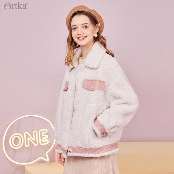 women's wool & blends artka 2021 winter women lambswool jacket fashion soft thick warm outerwear loose short white woolen coat wa25009d, Black
women's wool & blends artka 2021 winter women lambswool jacket fashion soft thick warm outerwear loose short white woolen coat wa25009d, Black