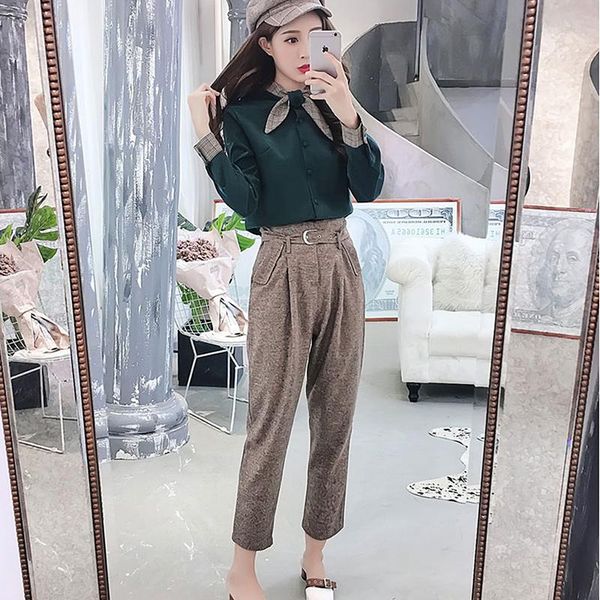 two piece dress streetwear suits woman sets spring autumn women bow blouses + pants 2 tracksuit, White
two piece dress streetwear suits woman sets spring autumn women bow blouses + pants 2 tracksuit, White