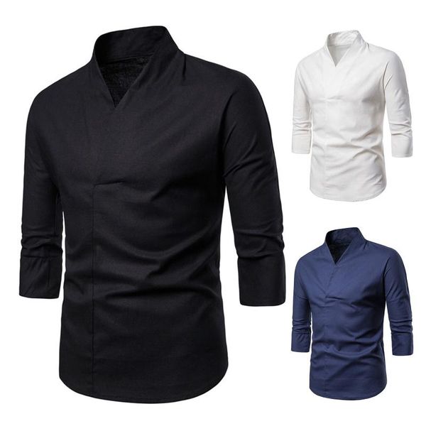 men's t-shirts harajuku shirts stand collar three-quarter sleeve mens pullover solid color loose blouse camisas para hombre chemise, White;black
men's t-shirts harajuku shirts stand collar three-quarter sleeve mens pullover solid color loose blouse camisas para hombre chemise, White;black