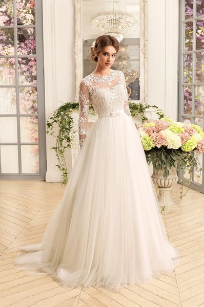 gorgeous gown dresses long sleeve wedding dresses o-neck lace a-line tulle bridal applique robe mariee, White
gorgeous gown dresses long sleeve wedding dresses o-neck lace a-line tulle bridal applique robe mariee, White