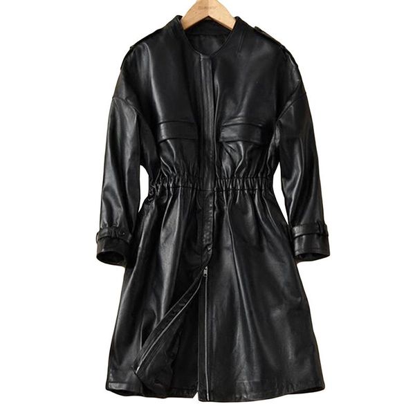 women's leather & faux fad autumn winter fashion sheepskin long coats slim genuine coat female real jacket women a160, Black
women's leather & faux fad autumn winter fashion sheepskin long coats slim genuine coat female real jacket women a160, Black