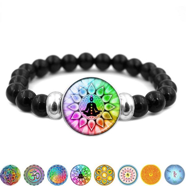beaded, strands sanskrit om symbol beads strand bracelet men flower of life mandala art glass snap button bracelets for women gift, Black
beaded, strands sanskrit om symbol beads strand bracelet men flower of life mandala art glass snap button bracelets for women gift, Black