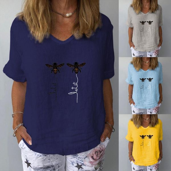 spring v neck women shirts short sleeve honeybee printed elegant tunic shirt loose casual blouse plus size 3xl, White
spring v neck women shirts short sleeve honeybee printed elegant tunic shirt loose casual blouse plus size 3xl, White