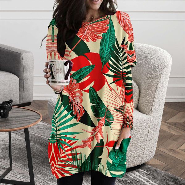 spring and autumn green plant leaf printing pattern long pocket t-shirt female element round neck loose and comfortable home service, Black;gray
spring and autumn green plant leaf printing pattern long pocket t-shirt female element round neck loose and comfortable home service, Black;gray