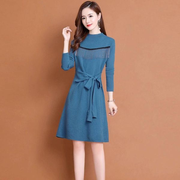 casual dresses o-neck tassel knit knee-length a-line women waist lace up spring long sleeve stretch slim dress elegant knitwear, Black;gray
casual dresses o-neck tassel knit knee-length a-line women waist lace up spring long sleeve stretch slim dress elegant knitwear, Black;gray