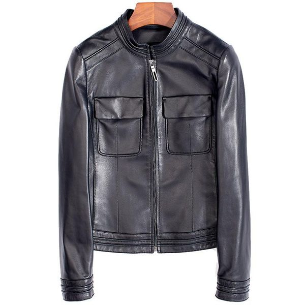 women's leather & faux slim genuine coats women fashion real sheep skin jackets elegant pockets female ladies outwear, Black
women's leather & faux slim genuine coats women fashion real sheep skin jackets elegant pockets female ladies outwear, Black