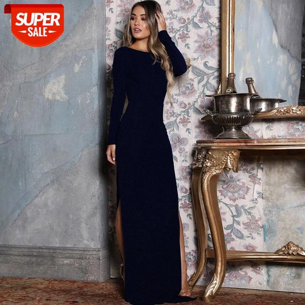 autumn o neck long sleeve backless side high split floor-length women maxi dresses casual party long dress elegant female robe #3b8m, White;black
autumn o neck long sleeve backless side high split floor-length women maxi dresses casual party long dress elegant female robe #3b8m, White;black