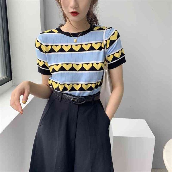 women's t-shirt summer o-neck t shirts short sleeve heart print slim knitted casual pull femme 1zr5, White
women's t-shirt summer o-neck t shirts short sleeve heart print slim knitted casual pull femme 1zr5, White