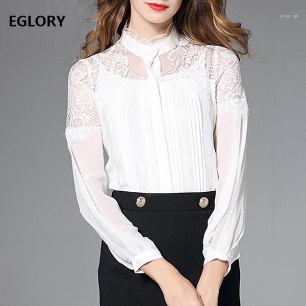 est fashion blouse shirt women hollow out lace patchwork long sleeve ladies elegant work office plus size women's blouses & shirts, White
est fashion blouse shirt women hollow out lace patchwork long sleeve ladies elegant work office plus size women's blouses & shirts, White