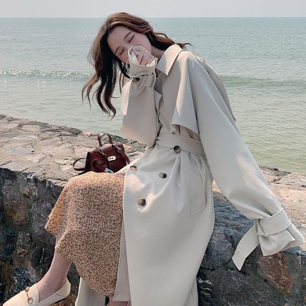 women's trench coats spring autumn women long coat double breasted belted dress loose office lady outerwear fashion, Tan;black
women's trench coats spring autumn women long coat double breasted belted dress loose office lady outerwear fashion, Tan;black