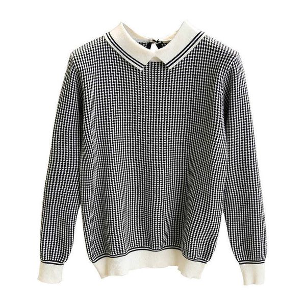 perhaps u women black white turn down collar long sleeve knitted plaid patchwork autumn b0250 210529, White;black
perhaps u women black white turn down collar long sleeve knitted plaid patchwork autumn b0250 210529, White;black