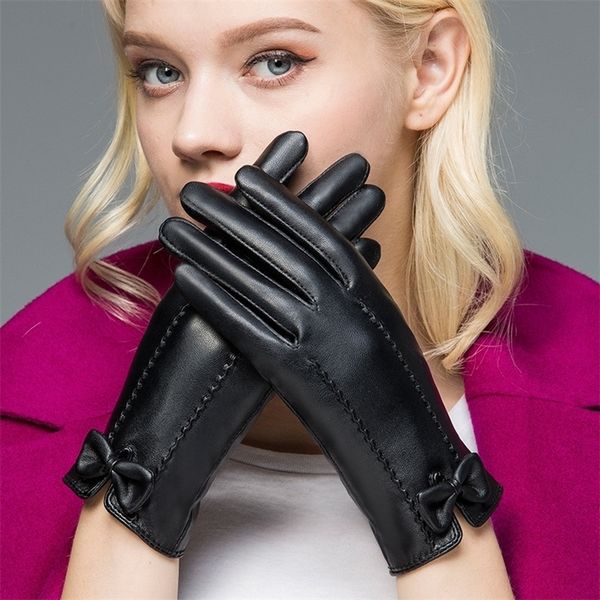 women's winter warm plush pu gloves lovely bow touch screen outdoor thin women, Black
women's winter warm plush pu gloves lovely bow touch screen outdoor thin women, Black