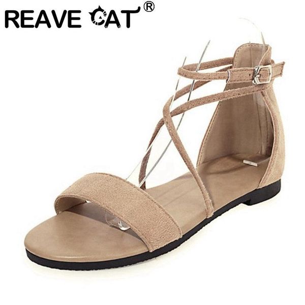 reave cat new 2021 women sandals round toe flock flat lace-up concise classic buckle big size 34-43 casual date apricot a3864, Black
reave cat new 2021 women sandals round toe flock flat lace-up concise classic buckle big size 34-43 casual date apricot a3864, Black