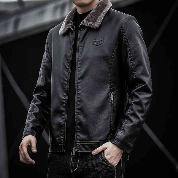 men's plush winter new pu leather et lapel middle-aged and elderly men's dad's clothing thickened, Black
men's plush winter new pu leather et lapel middle-aged and elderly men's dad's clothing thickened, Black