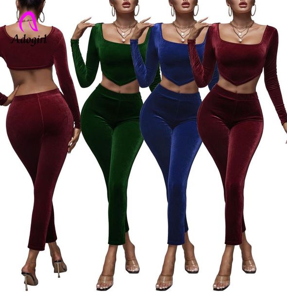 women's tracksuits velvet women 2 piece set solid long sleeve square neck crop + high waist pants matching night club party activew, Gray
women's tracksuits velvet women 2 piece set solid long sleeve square neck crop + high waist pants matching night club party activew, Gray