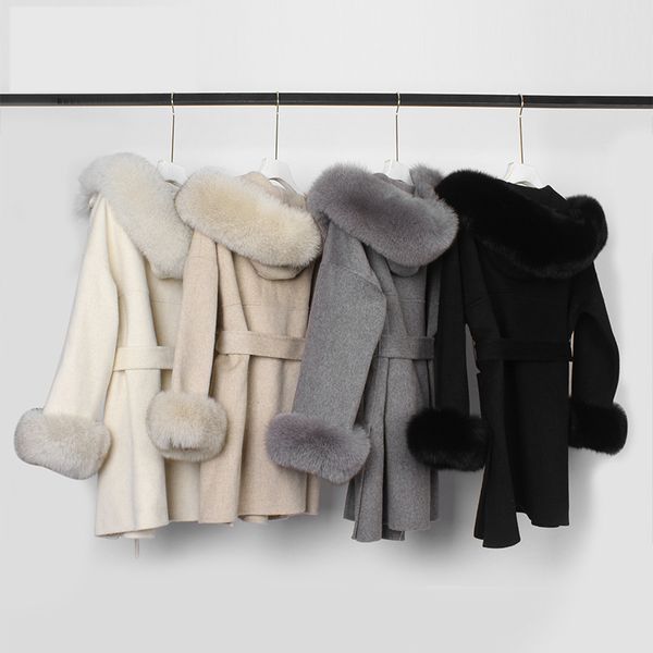 2021 real fur coat winter jacket women natural fox fur collar cuffs hood cashmere wool woolen oversize ladies outerwear_zy, Black
2021 real fur coat winter jacket women natural fox fur collar cuffs hood cashmere wool woolen oversize ladies outerwear_zy, Black