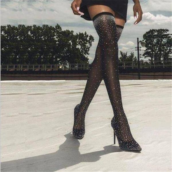 boots 2021 fashion runway crystal stretch fabric sock pointy toe over-the-knee heel thigh high pointed woman boot, Black
boots 2021 fashion runway crystal stretch fabric sock pointy toe over-the-knee heel thigh high pointed woman boot, Black