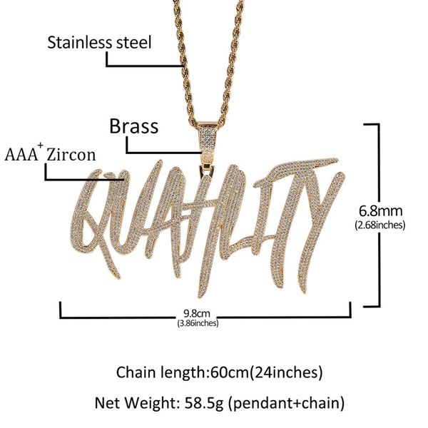 luxury design custom letter name necklace pendant for men women solid back micro pave zircon hip hop rock jewelry, Silver
luxury design custom letter name necklace pendant for men women solid back micro pave zircon hip hop rock jewelry, Silver