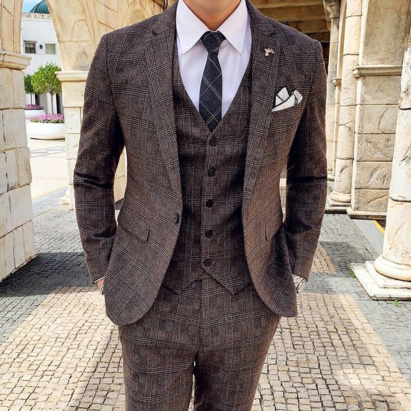 2021 new arrival three-piece korean version british slim check wedding casual business men suit zrdh, White;black
2021 new arrival three-piece korean version british slim check wedding casual business men suit zrdh, White;black