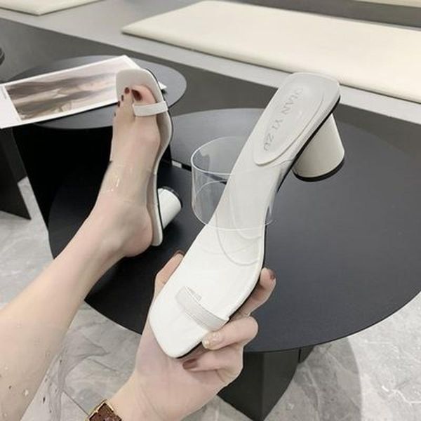 slippers llogai summer women's shoes pvc thick heel pull-toe fashion outer wear middle heels women sandalias pantoufle femme, Black
slippers llogai summer women's shoes pvc thick heel pull-toe fashion outer wear middle heels women sandalias pantoufle femme, Black
