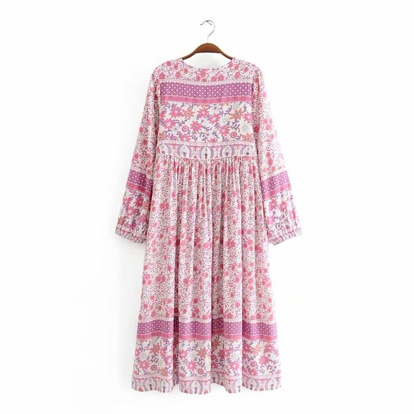 new bohemian lacing up pink floral print dress summer ethnic woman long sleeve tassel long strappy dresses holiday beach, Red
new bohemian lacing up pink floral print dress summer ethnic woman long sleeve tassel long strappy dresses holiday beach, Red