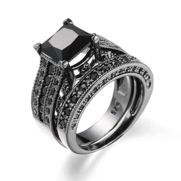 cluster rings vintage big black square zircon ring set titanium engagement wedding couple jewelry for women 2pcs/set anillos hombre ancho, Golden;silver
cluster rings vintage big black square zircon ring set titanium engagement wedding couple jewelry for women 2pcs/set anillos hombre ancho, Golden;silver
