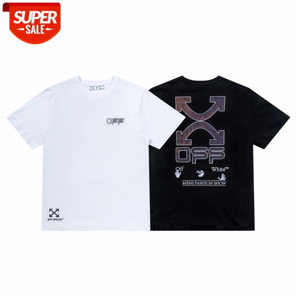 white heavy industry rhinestone embroidery craft ow arrow loose couple short sleeve t-shirt #zm8h, White;black
white heavy industry rhinestone embroidery craft ow arrow loose couple short sleeve t-shirt #zm8h, White;black