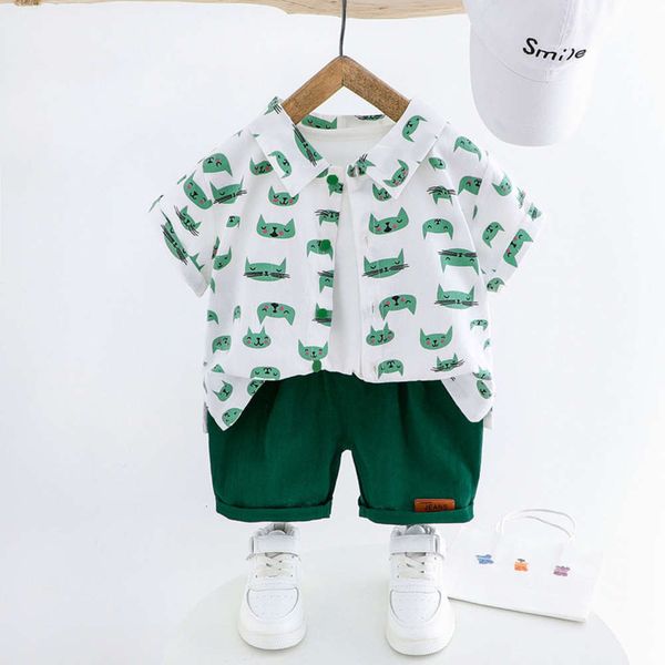 new children's summer cartoon printed short sleeve shirt and shorts two piece boys' korean suit 1300, White
new children's summer cartoon printed short sleeve shirt and shorts two piece boys' korean suit 1300, White