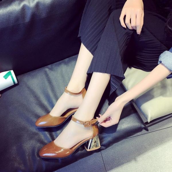 sandals office lady high heel ankle strap square toe thick summer shoes women elegant footwear, Black
sandals office lady high heel ankle strap square toe thick summer shoes women elegant footwear, Black