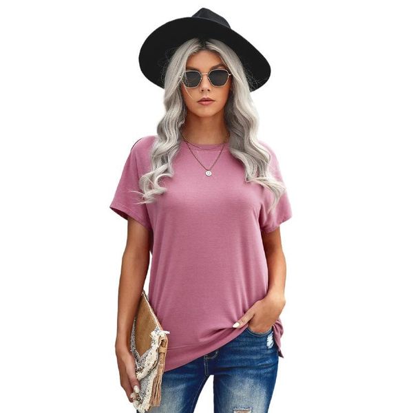 women's t-shirt trendy short sleeve 2021 summer solid color round neck pullover ladies white
women's t-shirt trendy short sleeve 2021 summer solid color round neck pullover ladies white