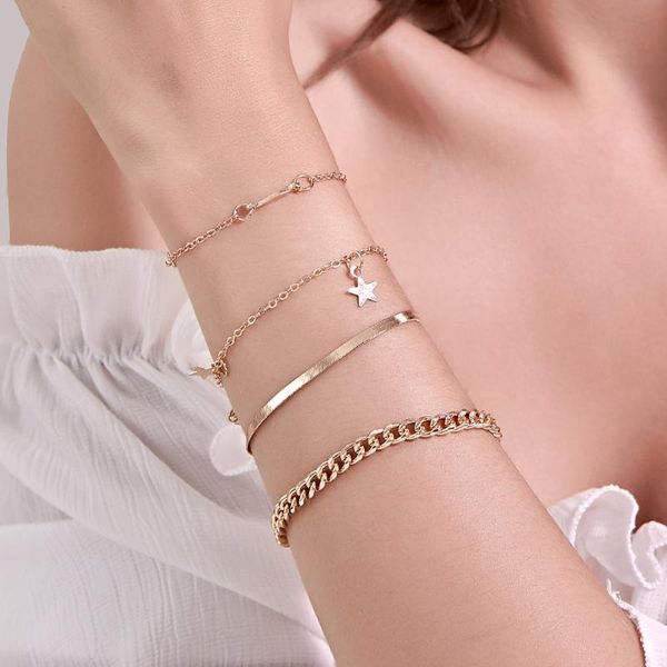 link, chain european and american trend five-pointed star set bracelet punk style multilayer metal hipster jewelry gift, Black
link, chain european and american trend five-pointed star set bracelet punk style multilayer metal hipster jewelry gift, Black