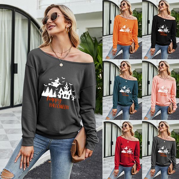 autumn halloween drs slant shoulder castle printed casual sweater women's thickened, Black
autumn halloween drs slant shoulder castle printed casual sweater women's thickened, Black