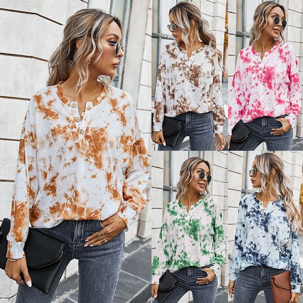 2021 new fashion women autumn winter tie-dye t-shirt lantern long sleeve button round neck pullover casual clothing jr5y, White
2021 new fashion women autumn winter tie-dye t-shirt lantern long sleeve button round neck pullover casual clothing jr5y, White