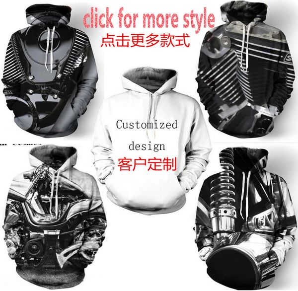 new motorcycle machine 3d printing pullover hooded sweater dign tt52, Black 
new motorcycle machine 3d printing pullover hooded sweater dign tt52, Black