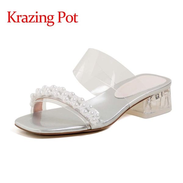 sandals krazing pot square toe crystal clear heel med princess style daily wear energy transparent pearl slippers women l73, Black
sandals krazing pot square toe crystal clear heel med princess style daily wear energy transparent pearl slippers women l73, Black