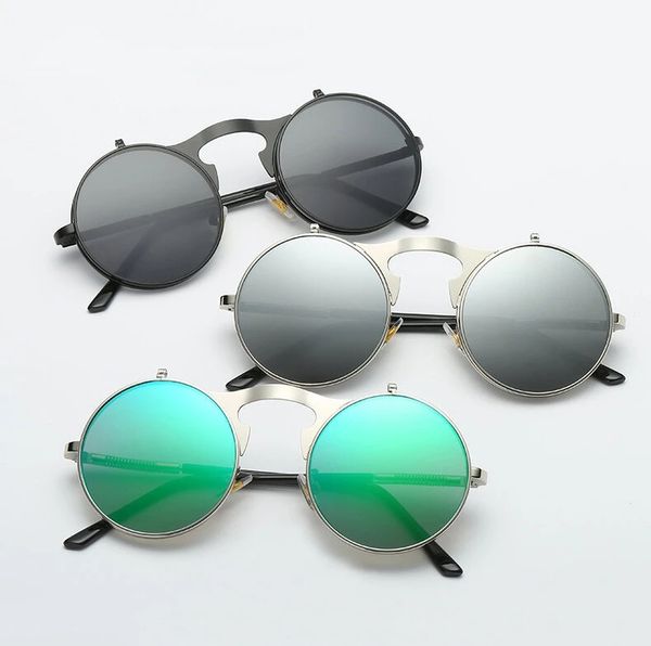 uv400 vintage steampunk flip up men sunglasses women retro round metal frame sun glasses hinge design curved glasses legs, Black
uv400 vintage steampunk flip up men sunglasses women retro round metal frame sun glasses hinge design curved glasses legs, Black