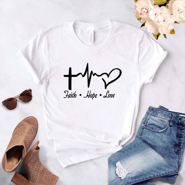 faith hope love letter simple women white o neck short sleeve casual graphic