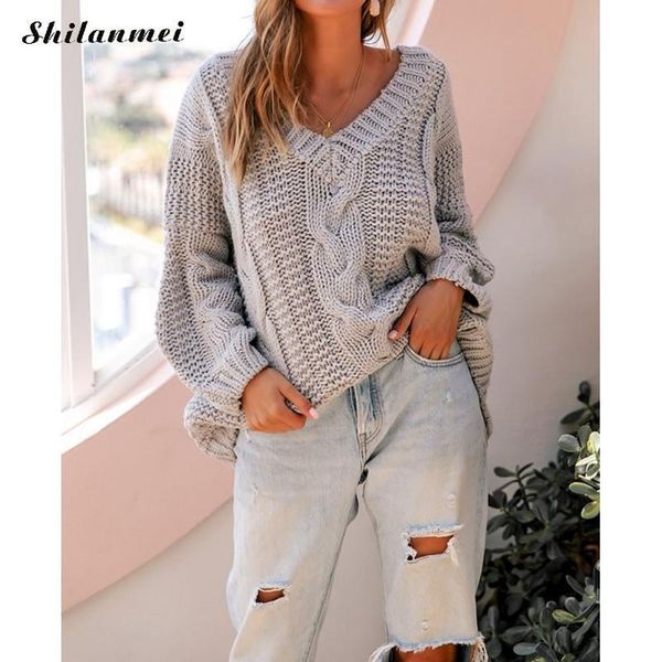 women's sweaters long sleeve knitted pullovers v neck hollow out loose causal pull femme sweater 2021 autumn winter women fashion top, White;black
women's sweaters long sleeve knitted pullovers v neck hollow out loose causal pull femme sweater 2021 autumn winter women fashion top, White;black